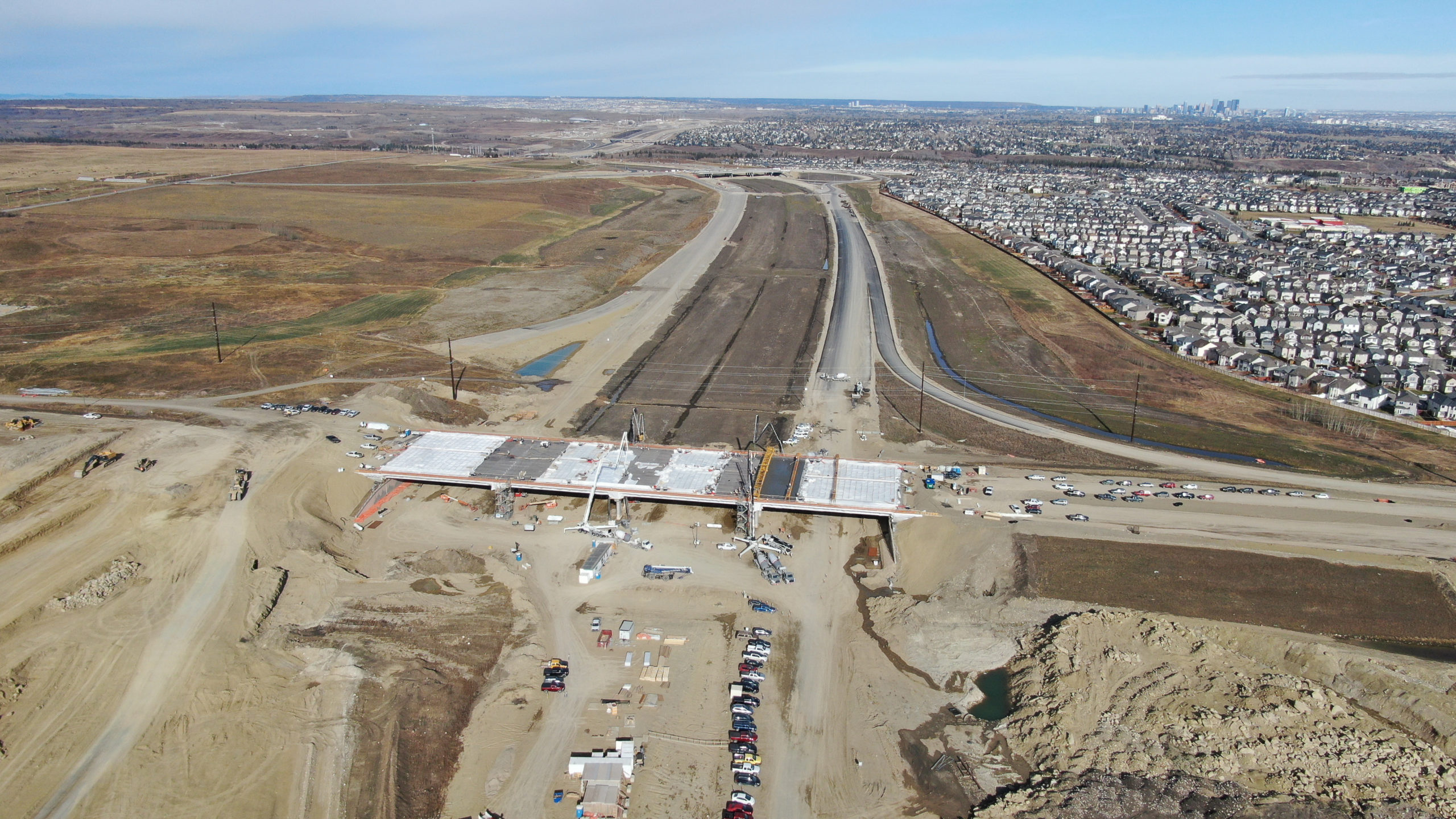 view of Calgary Ring Road project and surrounding community