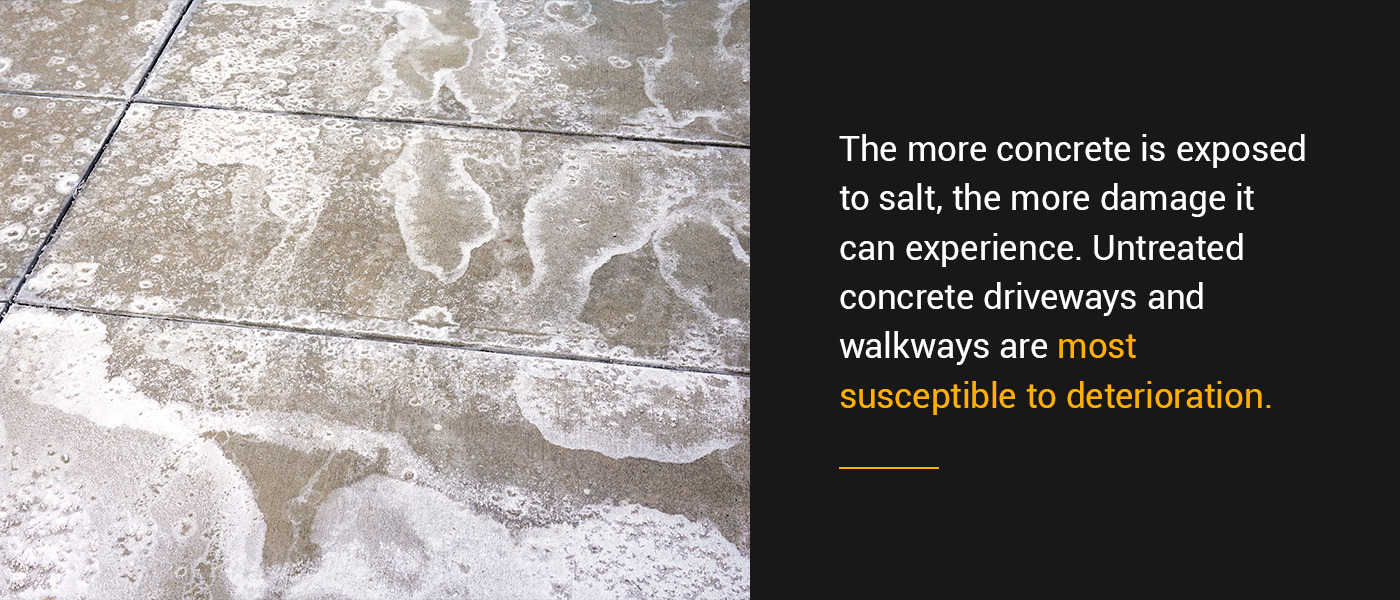 the more concrete is exposed to salt, the more damage it can experience